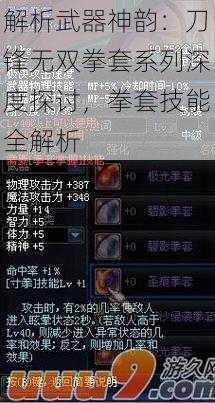 解析武器神韵：刀锋无双拳套系列深度探讨，拳套技能全解析