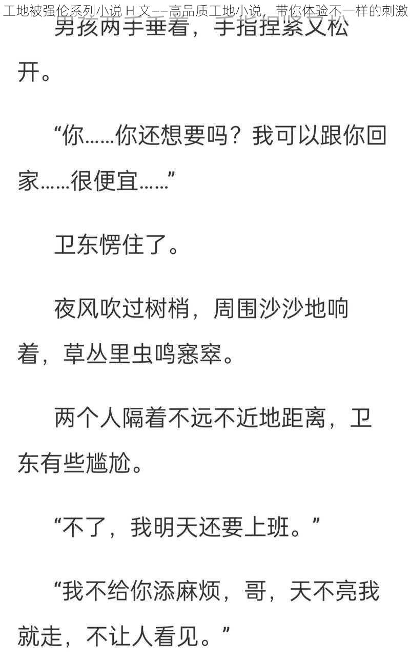 工地被强伦系列小说 H 文——高品质工地小说，带你体验不一样的刺激