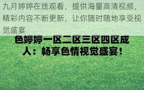 九月婷婷在线观看，提供海量高清视频，精彩内容不断更新，让你随时随地享受视觉盛宴