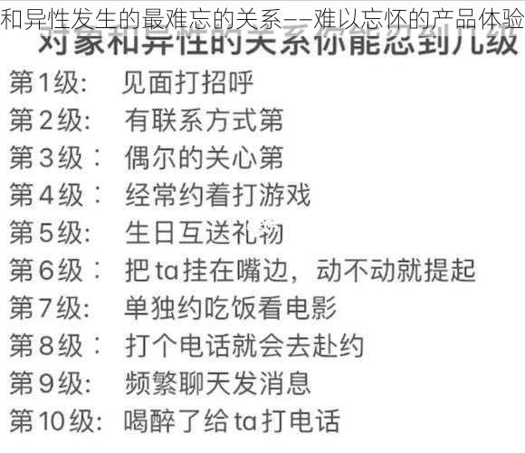 和异性发生的最难忘的关系——难以忘怀的产品体验