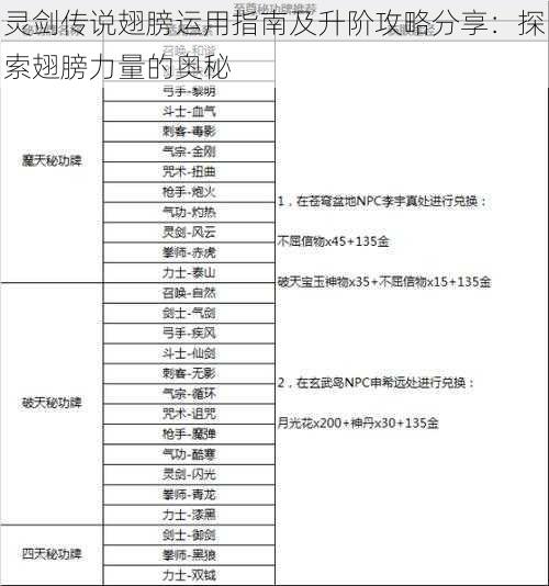 灵剑传说翅膀运用指南及升阶攻略分享：探索翅膀力量的奥秘