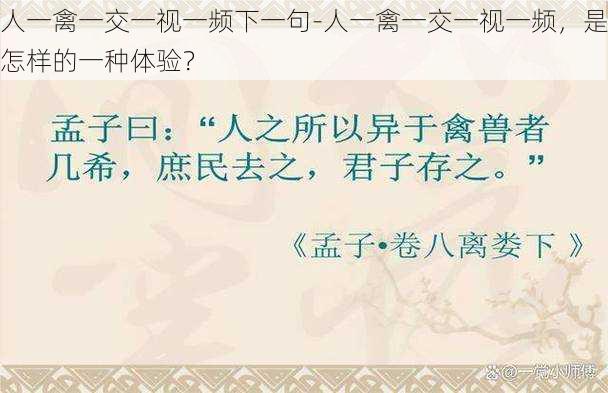 人一禽一交一视一频下一句-人一禽一交一视一频，是怎样的一种体验？