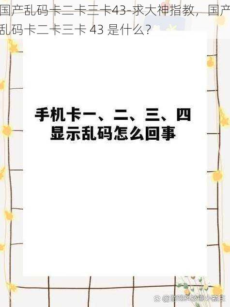 国产乱码卡二卡三卡43-求大神指教，国产乱码卡二卡三卡 43 是什么？