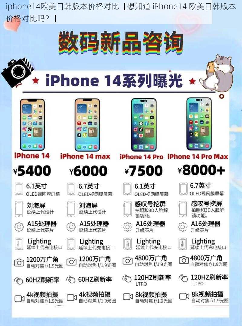 iphone14欧美日韩版本价格对比【想知道 iPhone14 欧美日韩版本价格对比吗？】