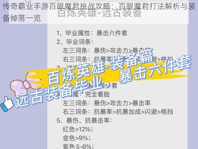 传奇霸业手游百眼魔君挑战攻略：百眼魔君打法解析与装备掉落一览