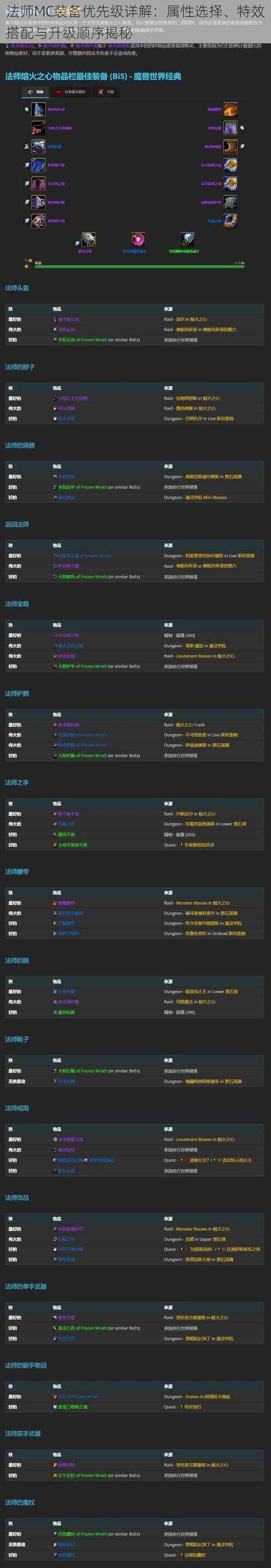 法师MC装备优先级详解：属性选择、特效搭配与升级顺序揭秘