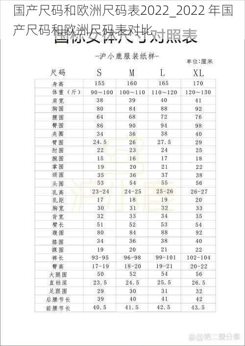 国产尺码和欧洲尺码表2022_2022 年国产尺码和欧洲尺码表对比