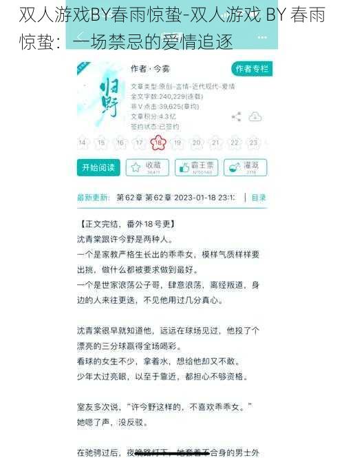 双人游戏BY春雨惊蛰-双人游戏 BY 春雨惊蛰：一场禁忌的爱情追逐