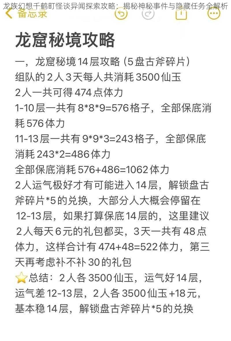 龙族幻想千鹤町怪谈异闻探索攻略：揭秘神秘事件与隐藏任务全解析