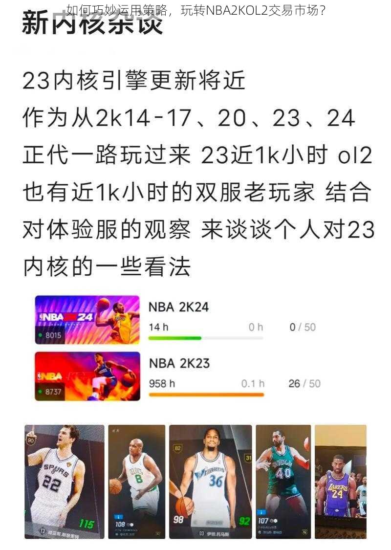 如何巧妙运用策略，玩转NBA2KOL2交易市场？