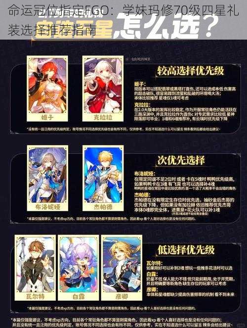 命运冠位指定FGO：学妹玛修70级四星礼装选择推荐指南