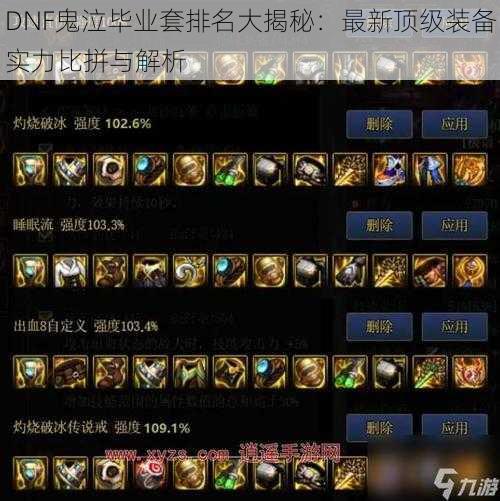 DNF鬼泣毕业套排名大揭秘：最新顶级装备实力比拼与解析