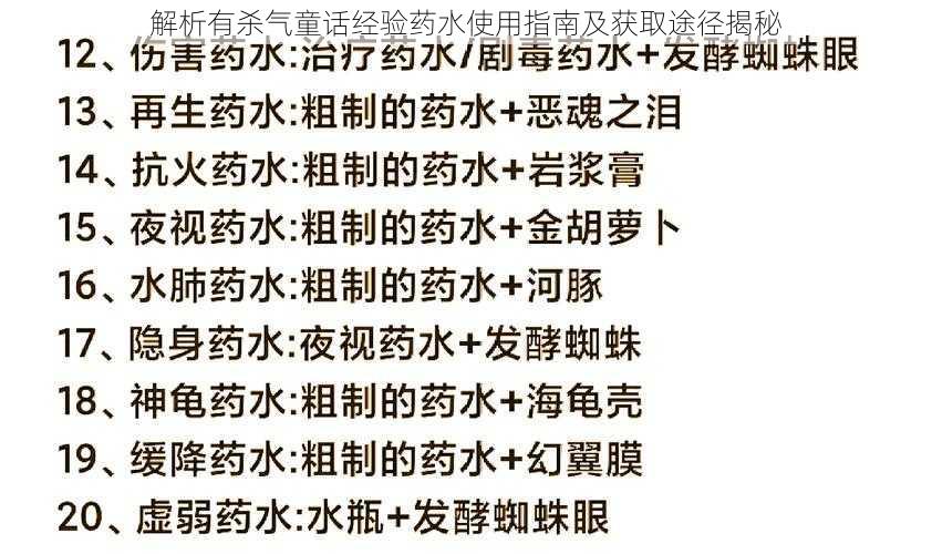 解析有杀气童话经验药水使用指南及获取途径揭秘